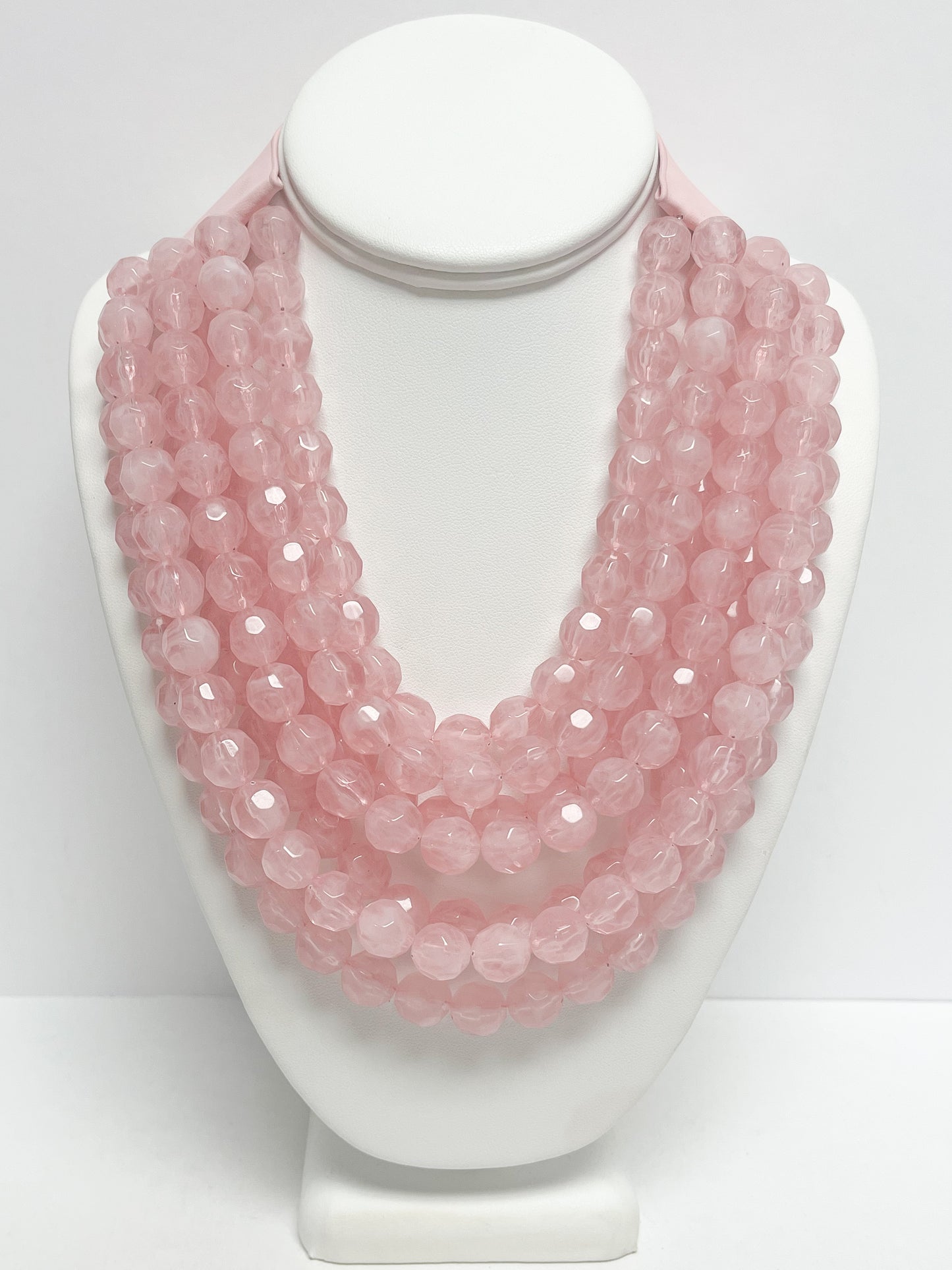 Pink Marbled Layered Magnetic Necklace