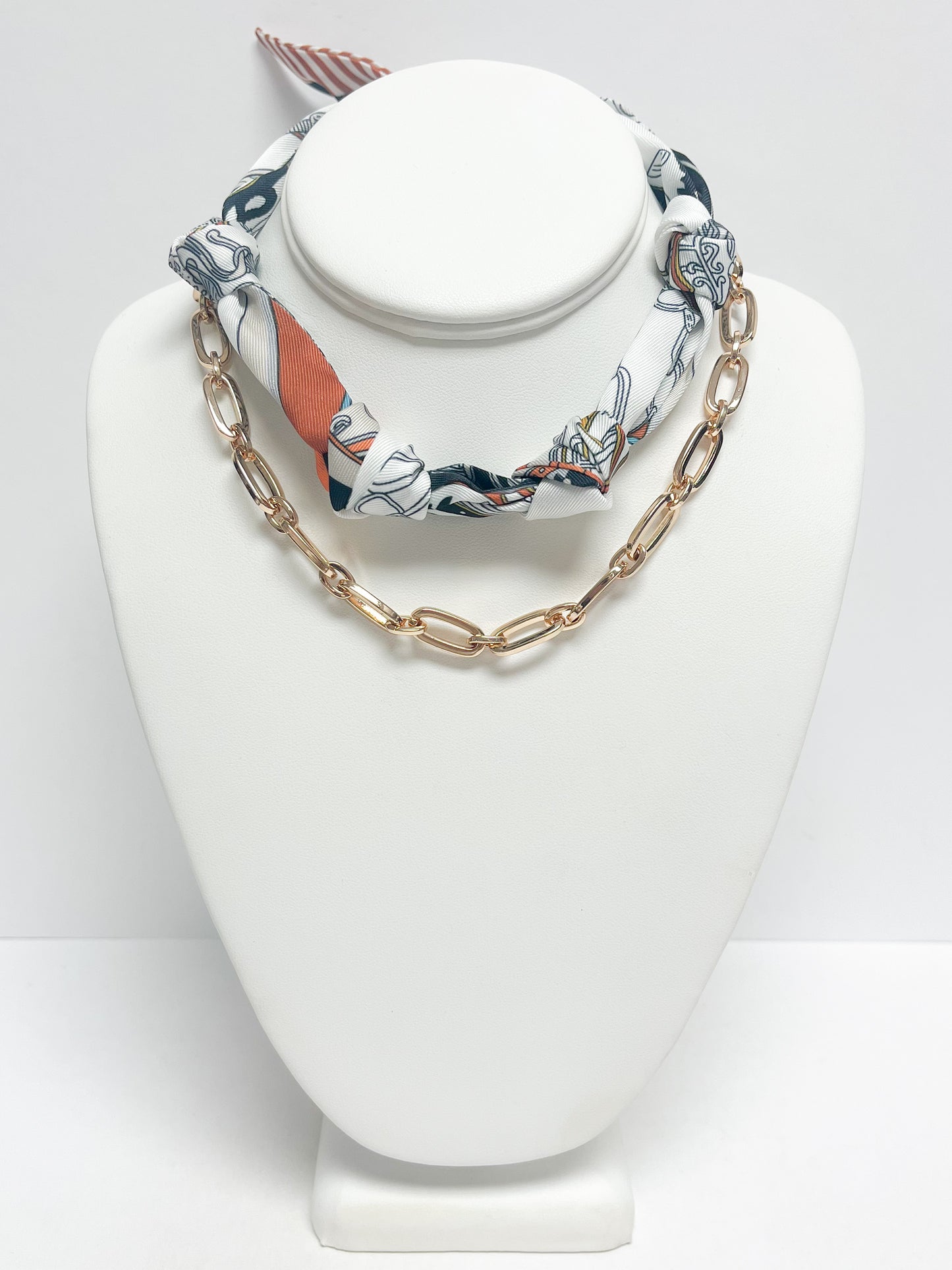 2 in 1 layered scarf and chain necklace