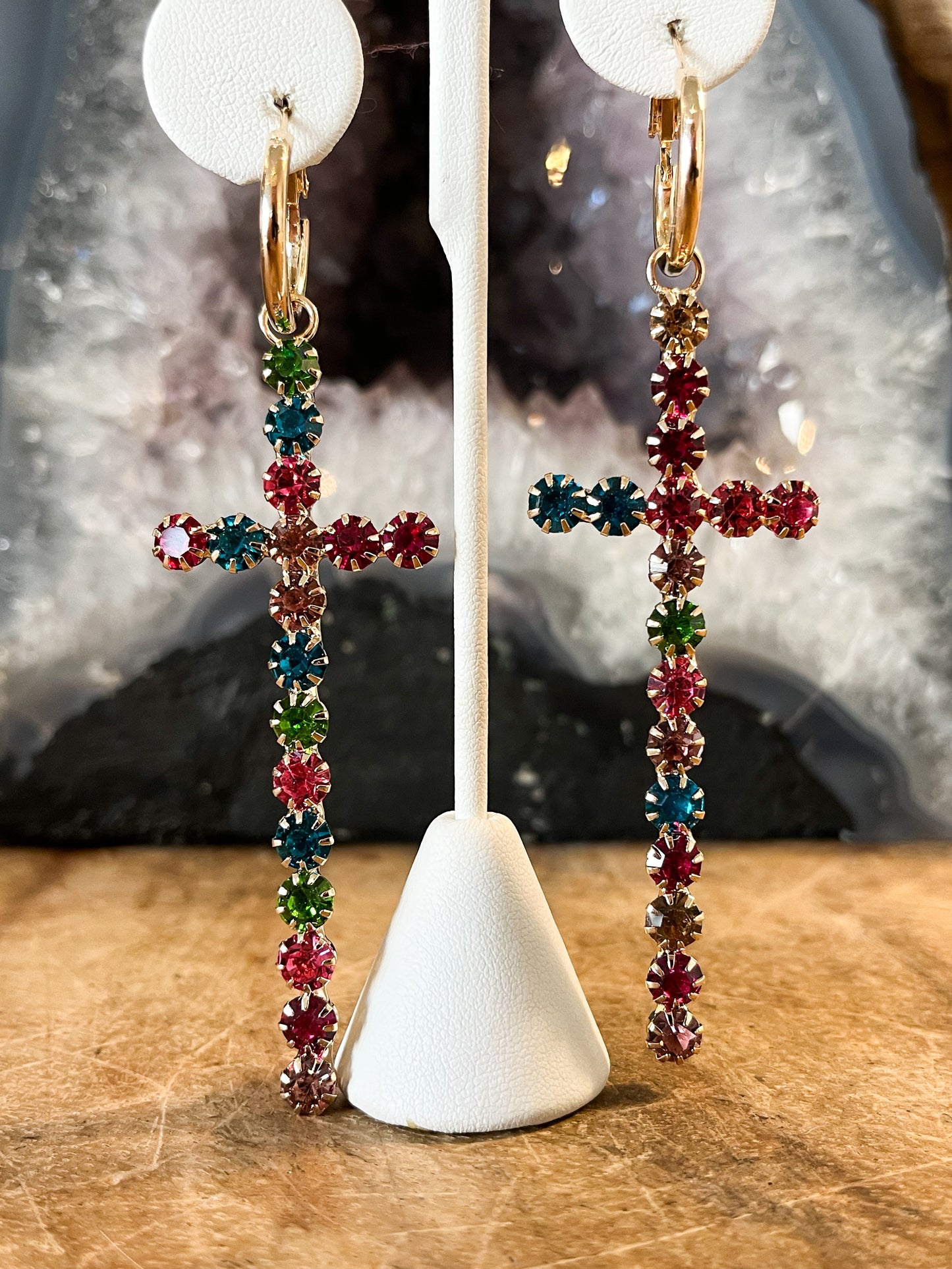 Crystal Cross Earrings
