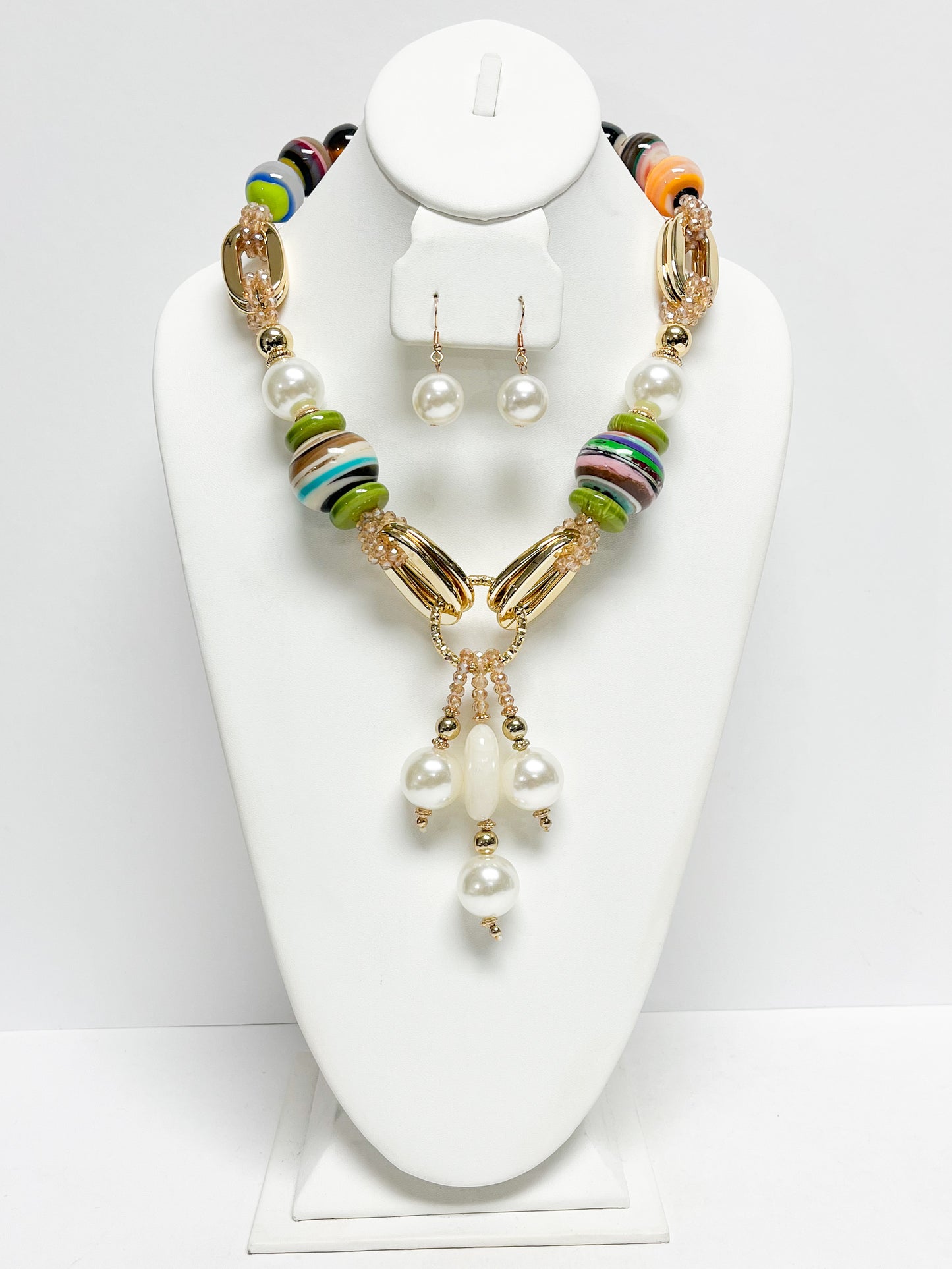 Abstract Multi Beaded Necklace Set