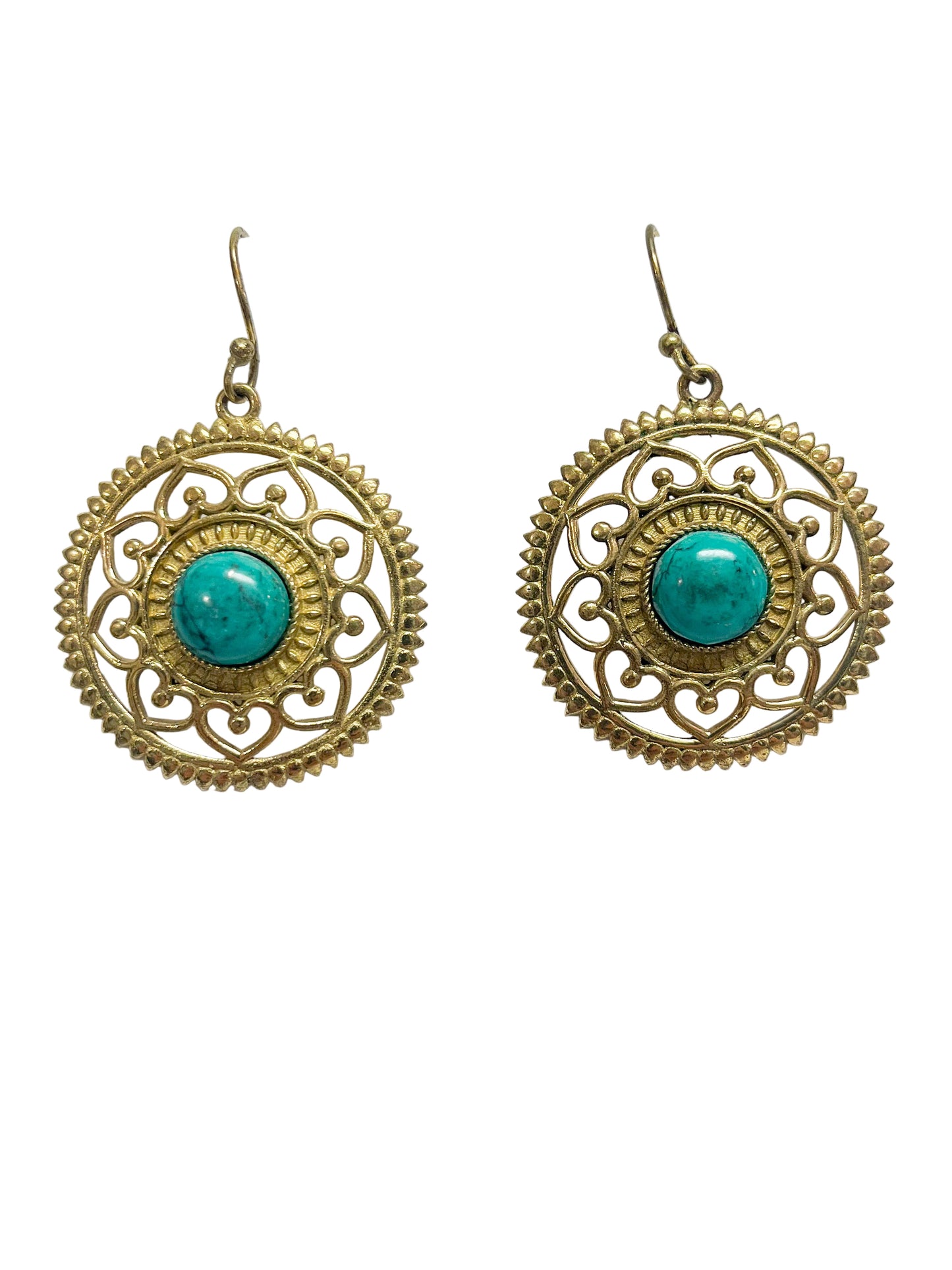 Gold Turquoise Pendant Earrings