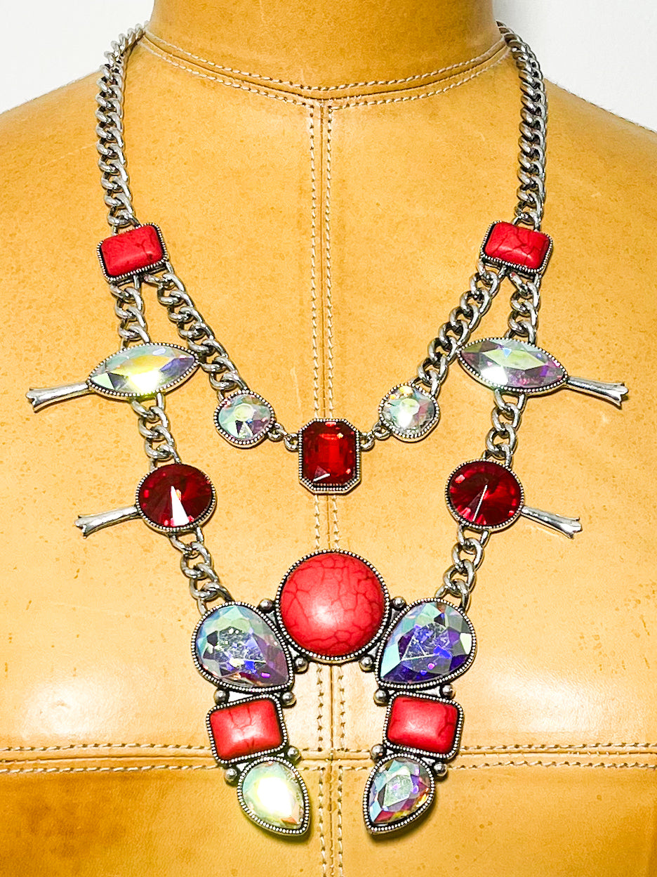 Layered red conch necklace
