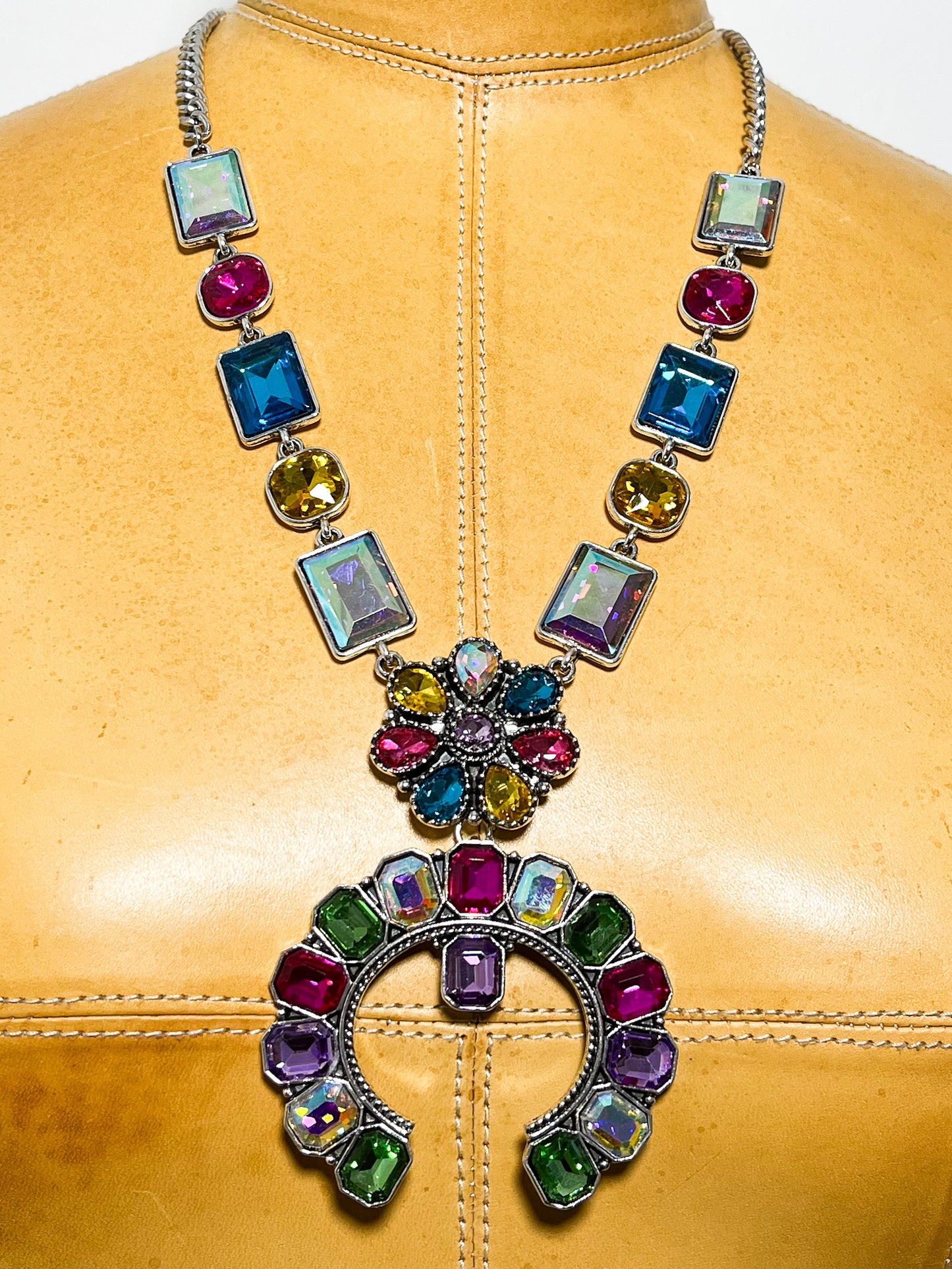 Multicolored conch shell necklace