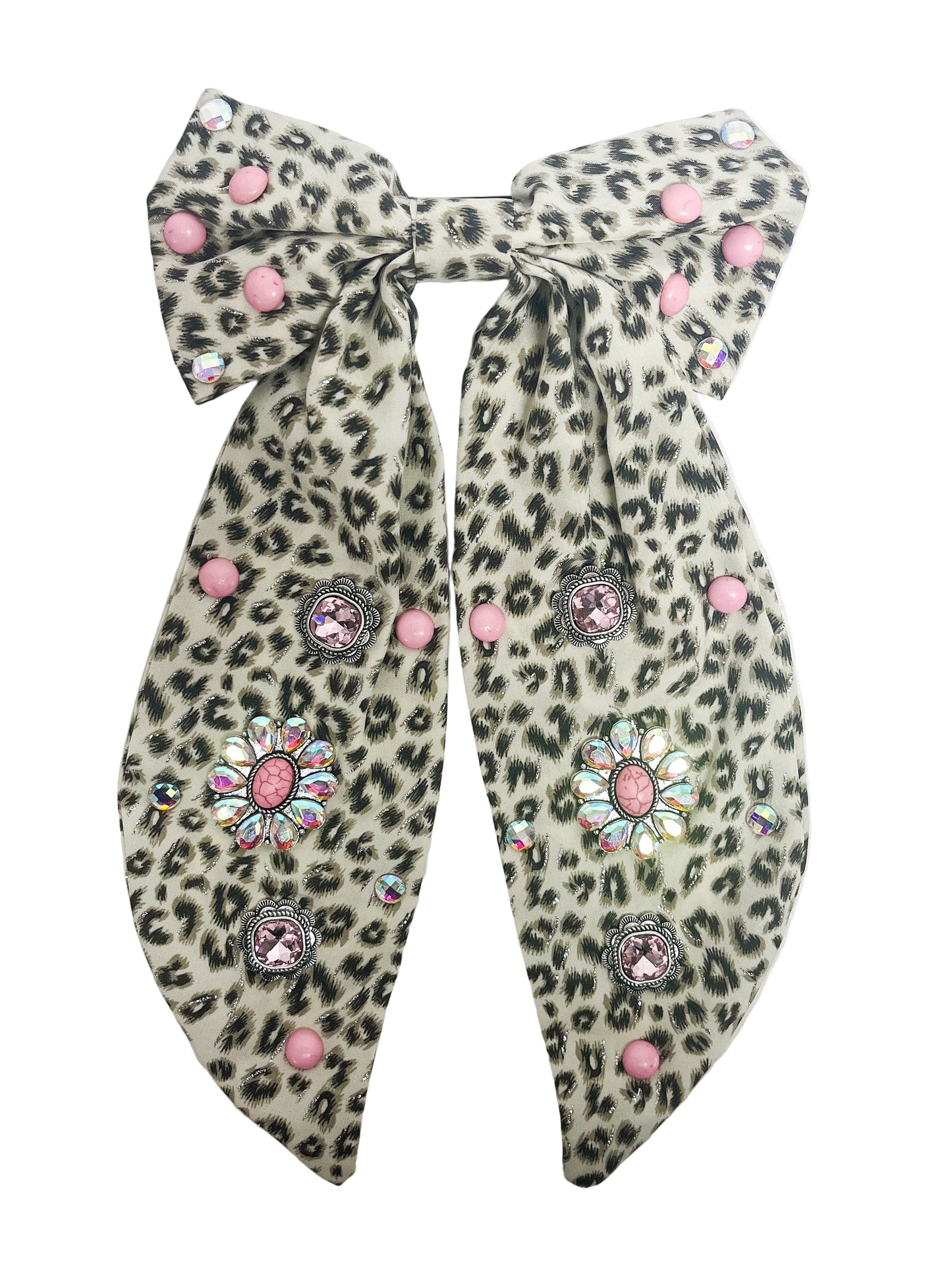 Printed pink stone bow