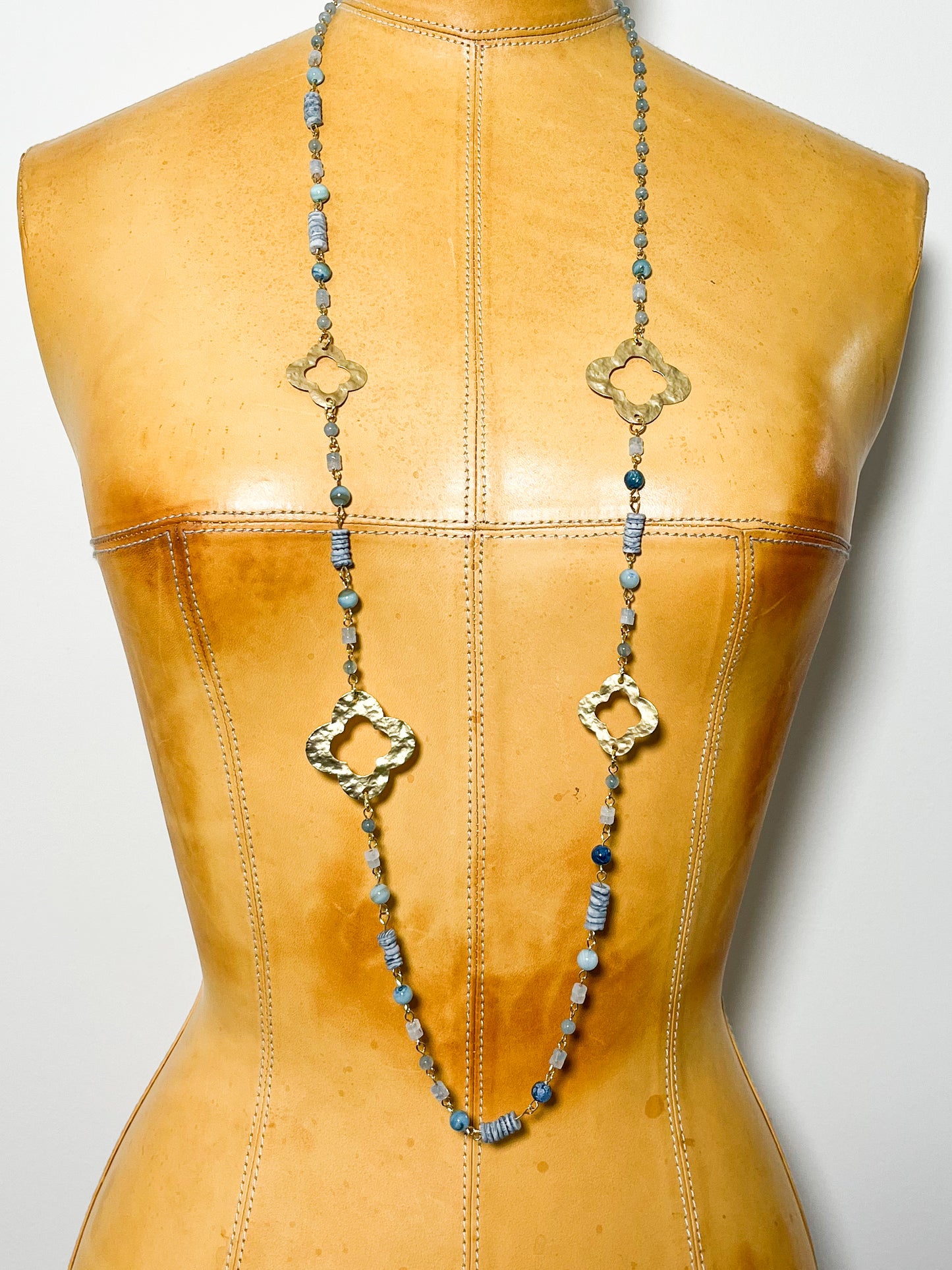 Blue quatrefoil necklace