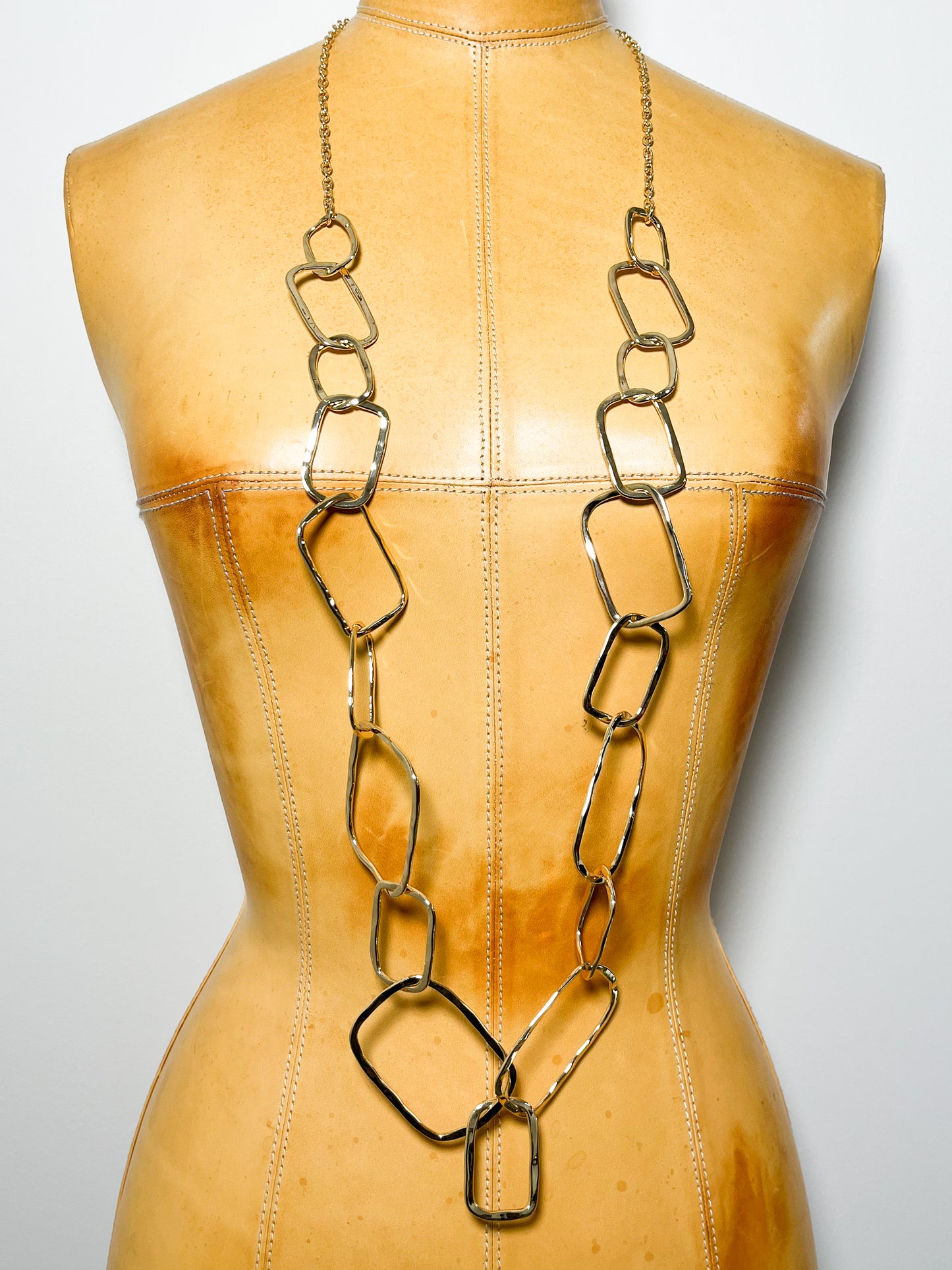 Gold Hammered Square Necklace