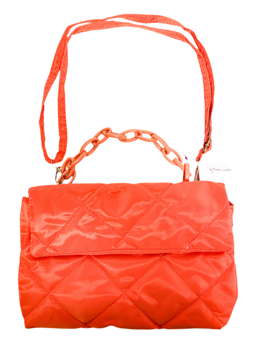 Orange quilted handbag/messenger handbag