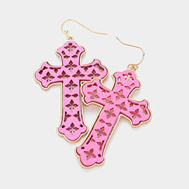 Wood Cross Earrings