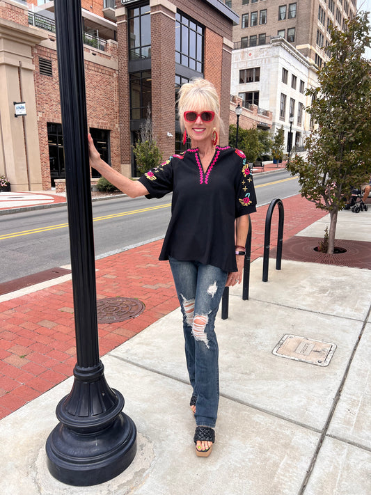 Floral sleeve top