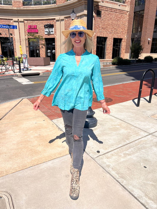 Teal 3/4 Sleeve Top