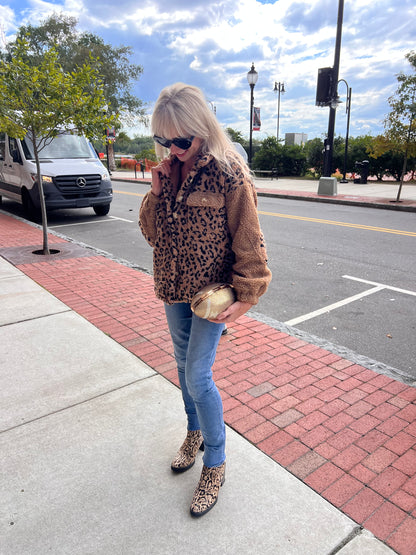 Brown Trimmed Sherpa Jacket