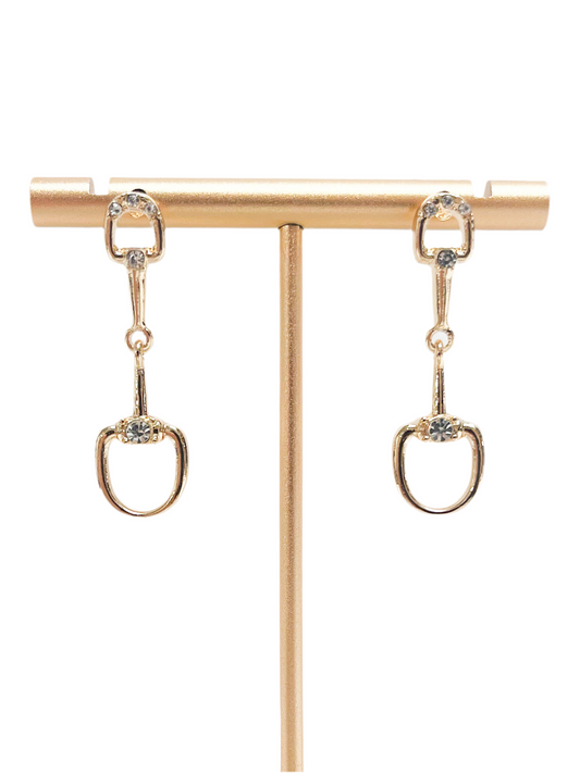 Gold dimmed stirrup earrings