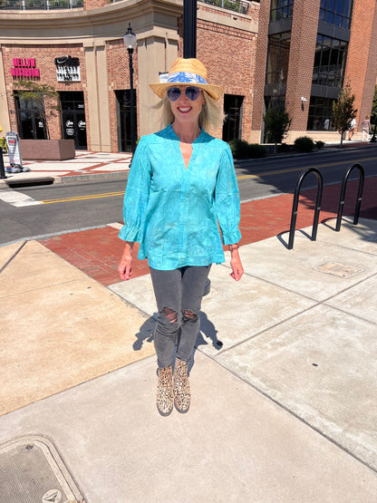Teal 3/4 Sleeve Top