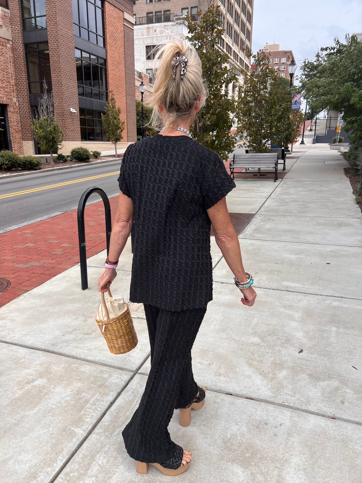 Textured Black Pant Set