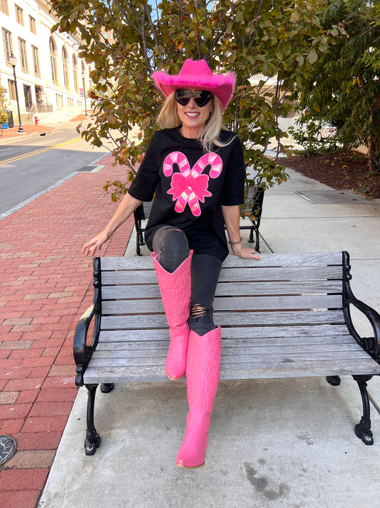 Pink Sequin Candy Cane Top