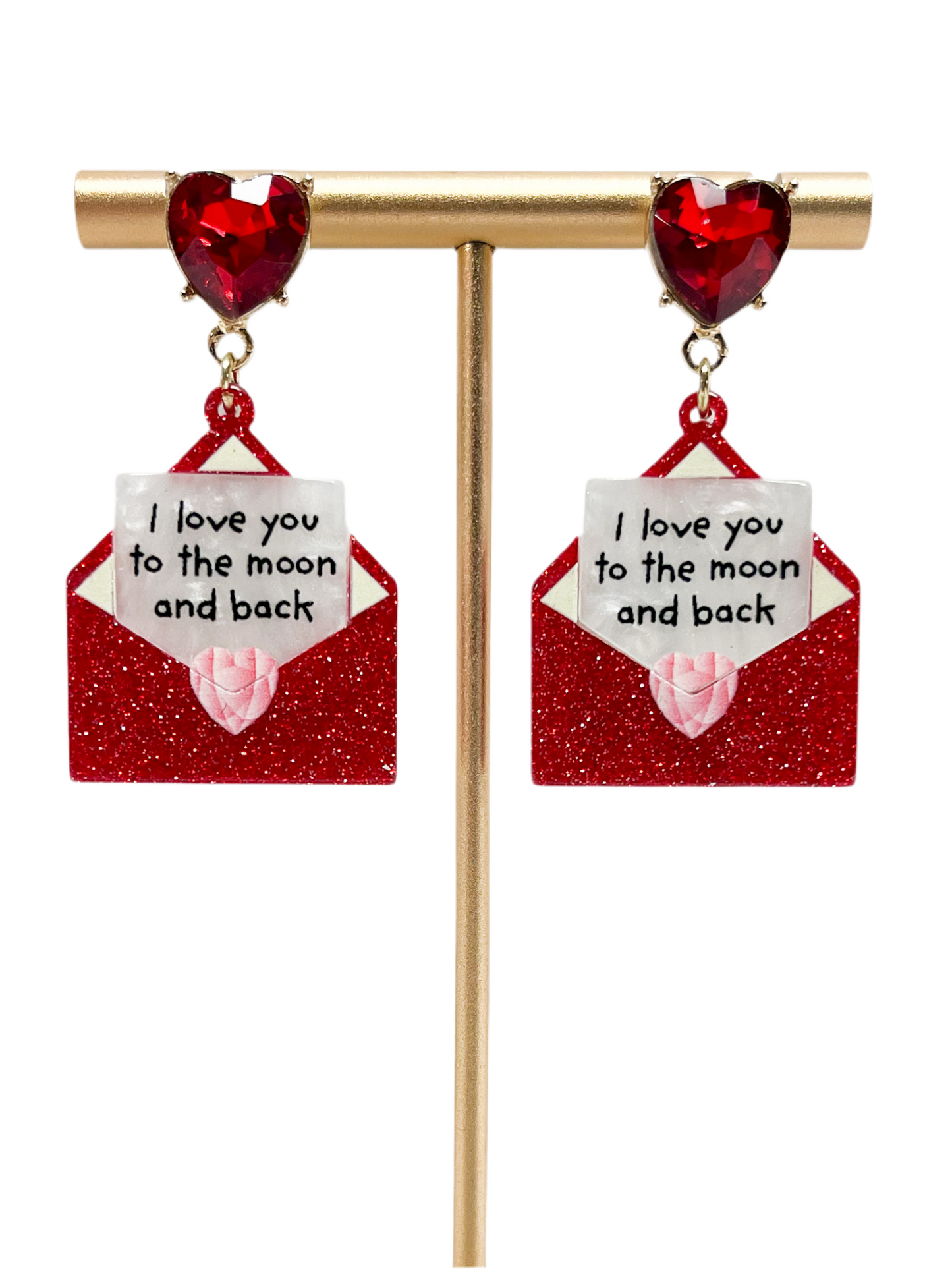 I love you to the moon and back letter earrings