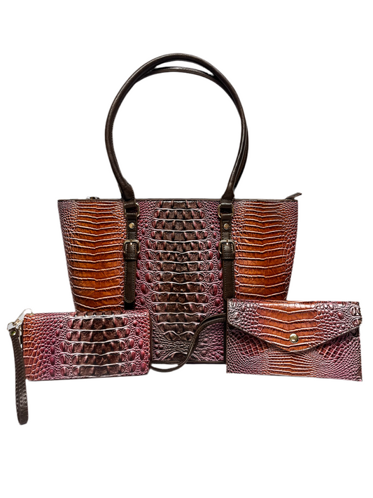 Textured printed handbag set