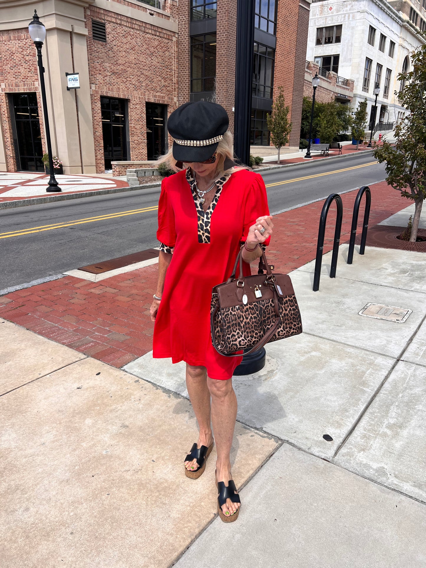 Red V-Neck Dress