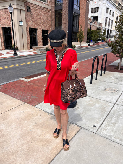 Red V-Neck Dress