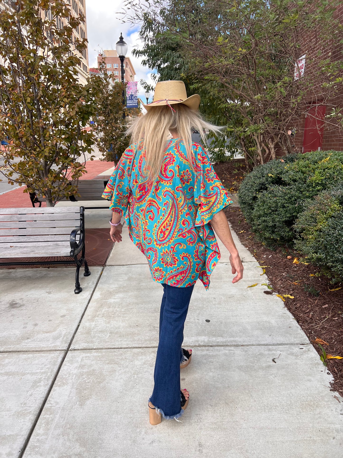 Western Paisley Poncho Top