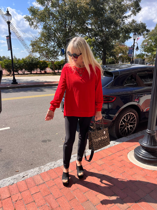 Red Long Sleeve Top