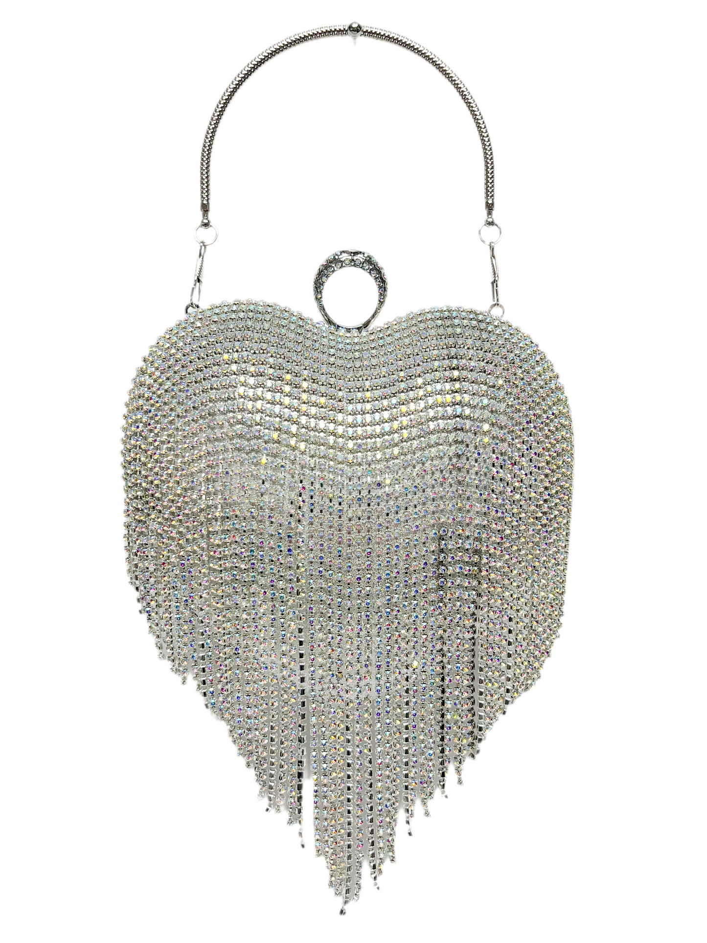 Silver crystal heart crossbody