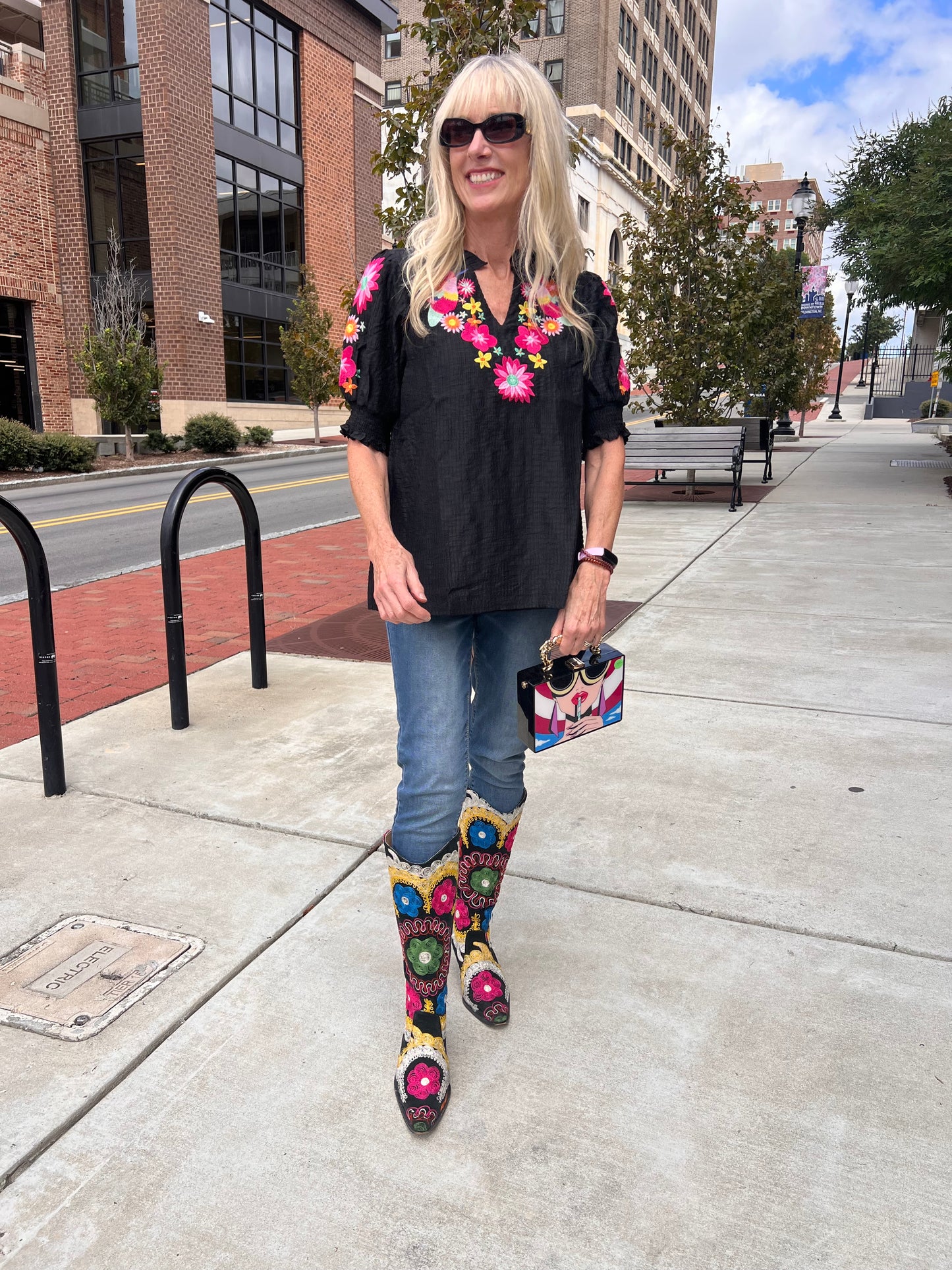 Multicolored floral flutter top