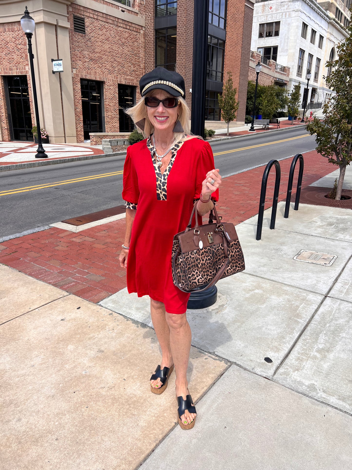 Red V-Neck Dress