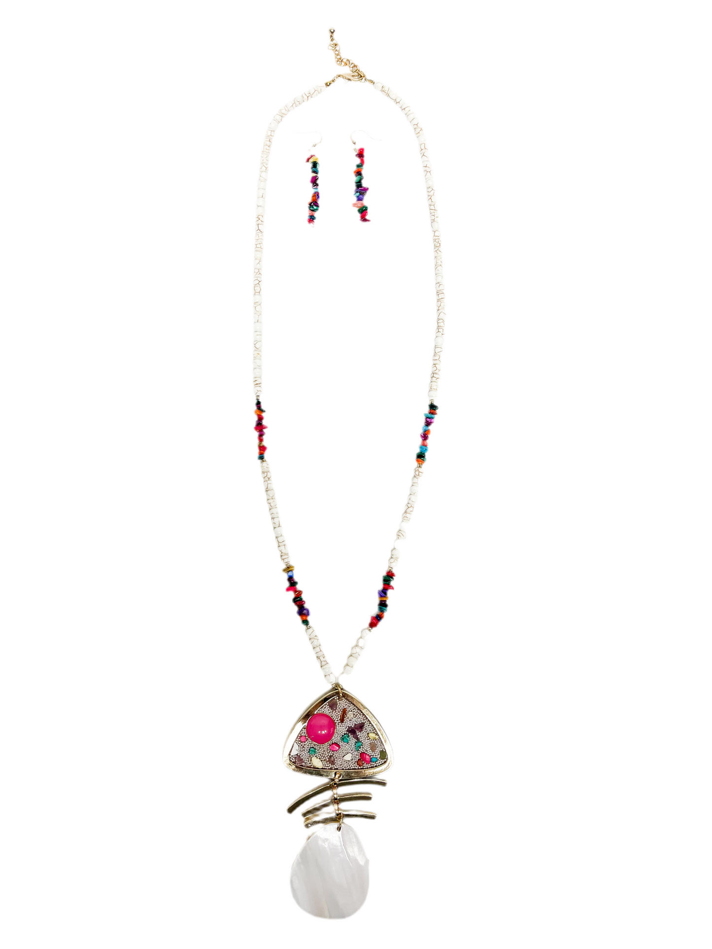 Multiple abstract beachy pendant necklace set