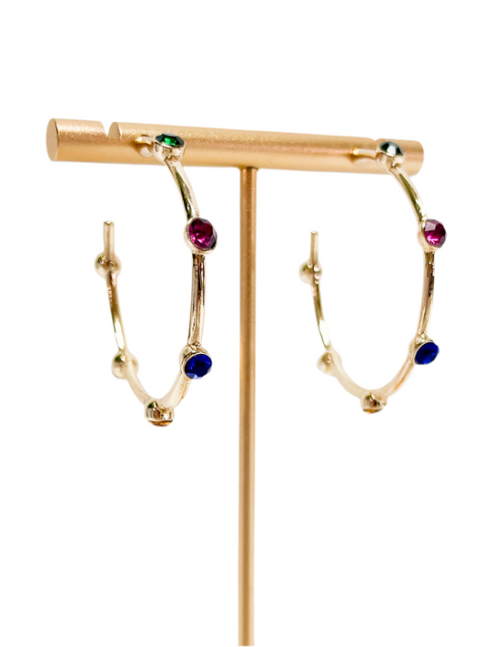 Multicolored gold hoop earrings