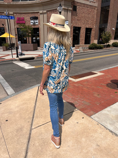Blue floral top