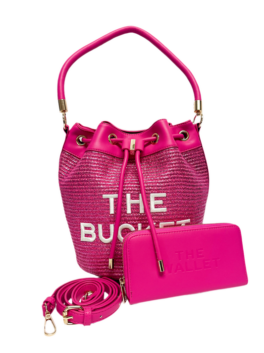 Pink Drawstring Bucket Bag