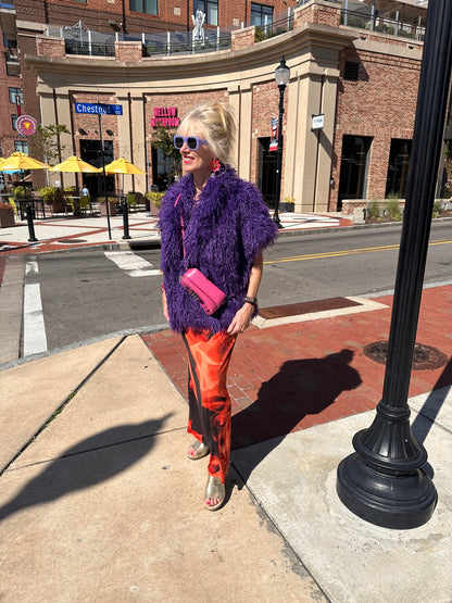 Oversized Purple Shaggy Vest