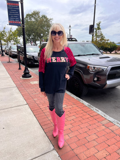 Merry Long Sleeve Sequin Top