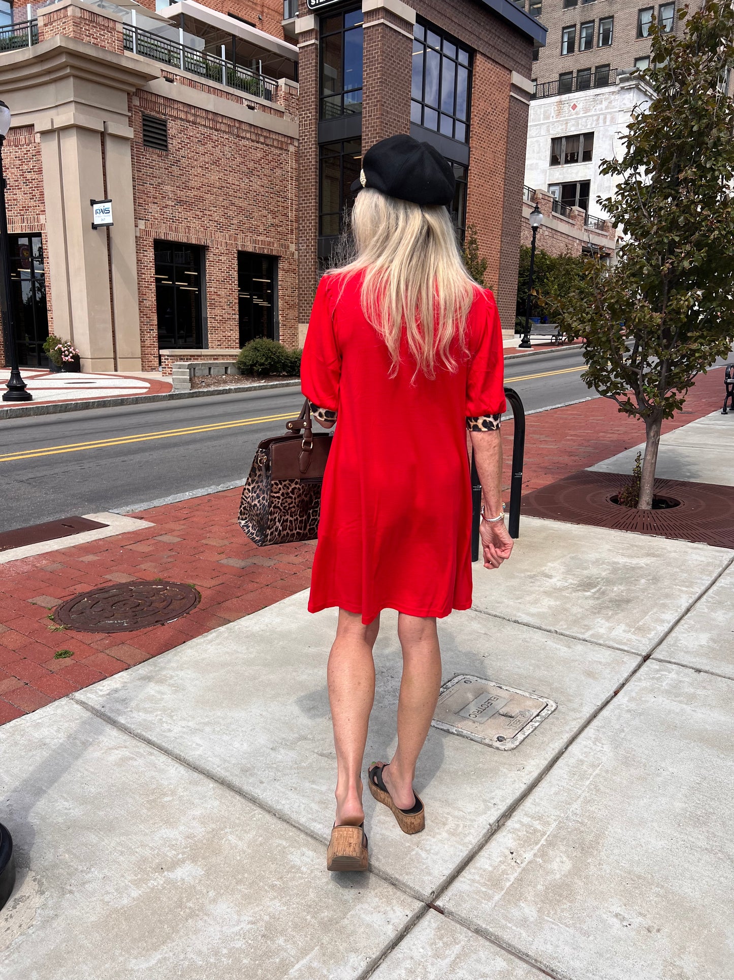 Red V-Neck Dress