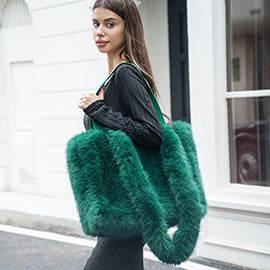 Fluffy Faux Fur Oversized Tote Bag