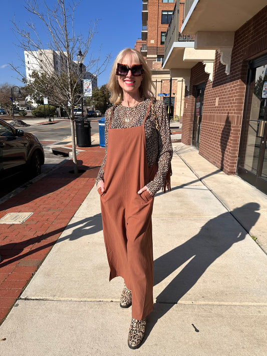 Wide Leg Brown Jumpsuit