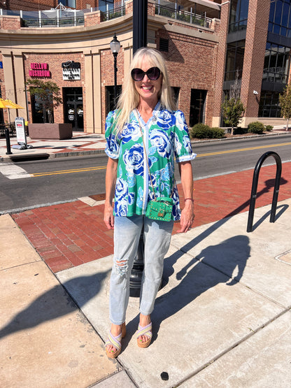 Blue floral top