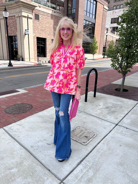 PInk Floral Baby Doll Top