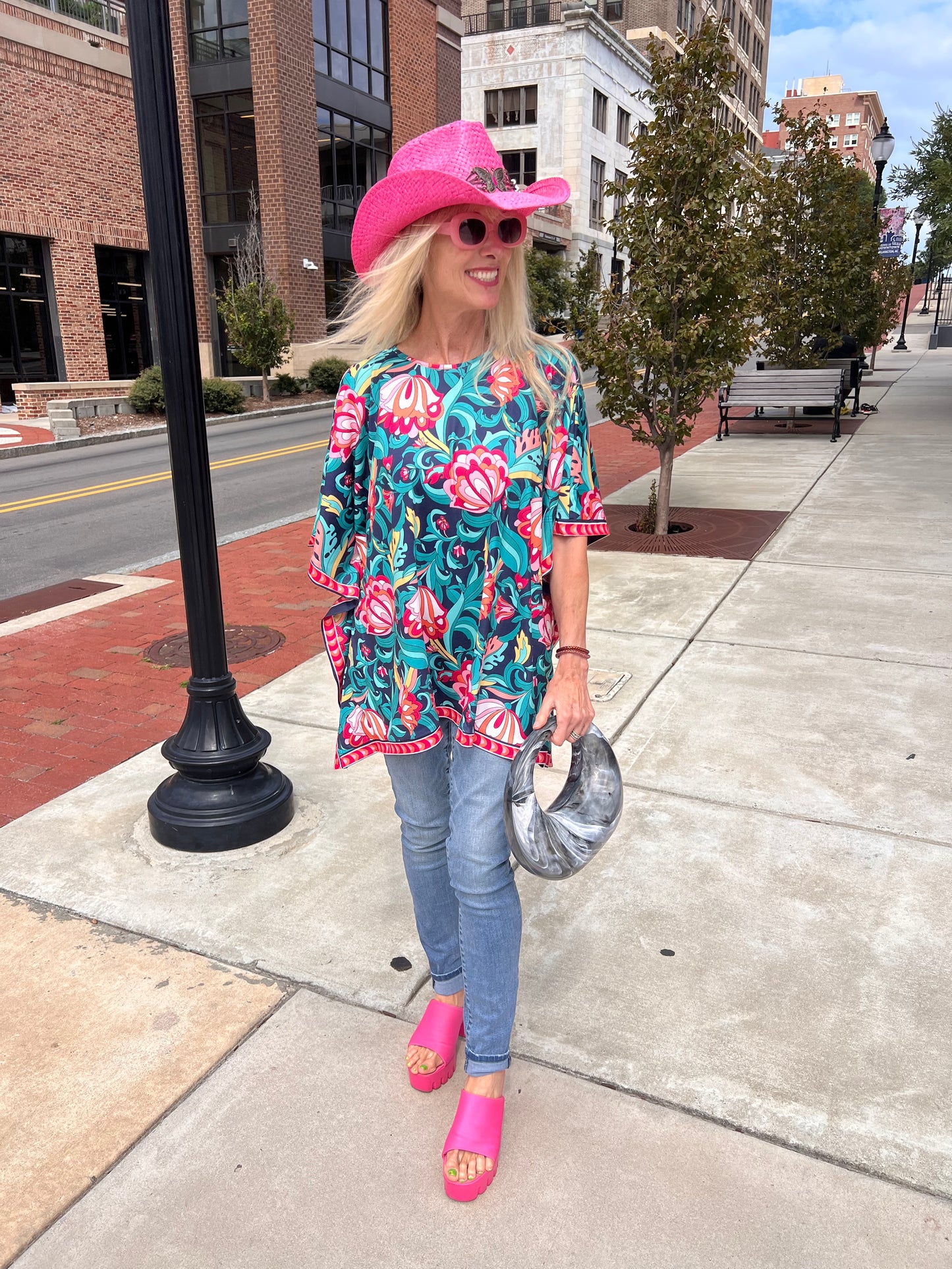 Multicolored Floral Printed Poncho