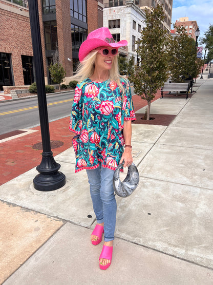 Multicolored Floral Printed Poncho