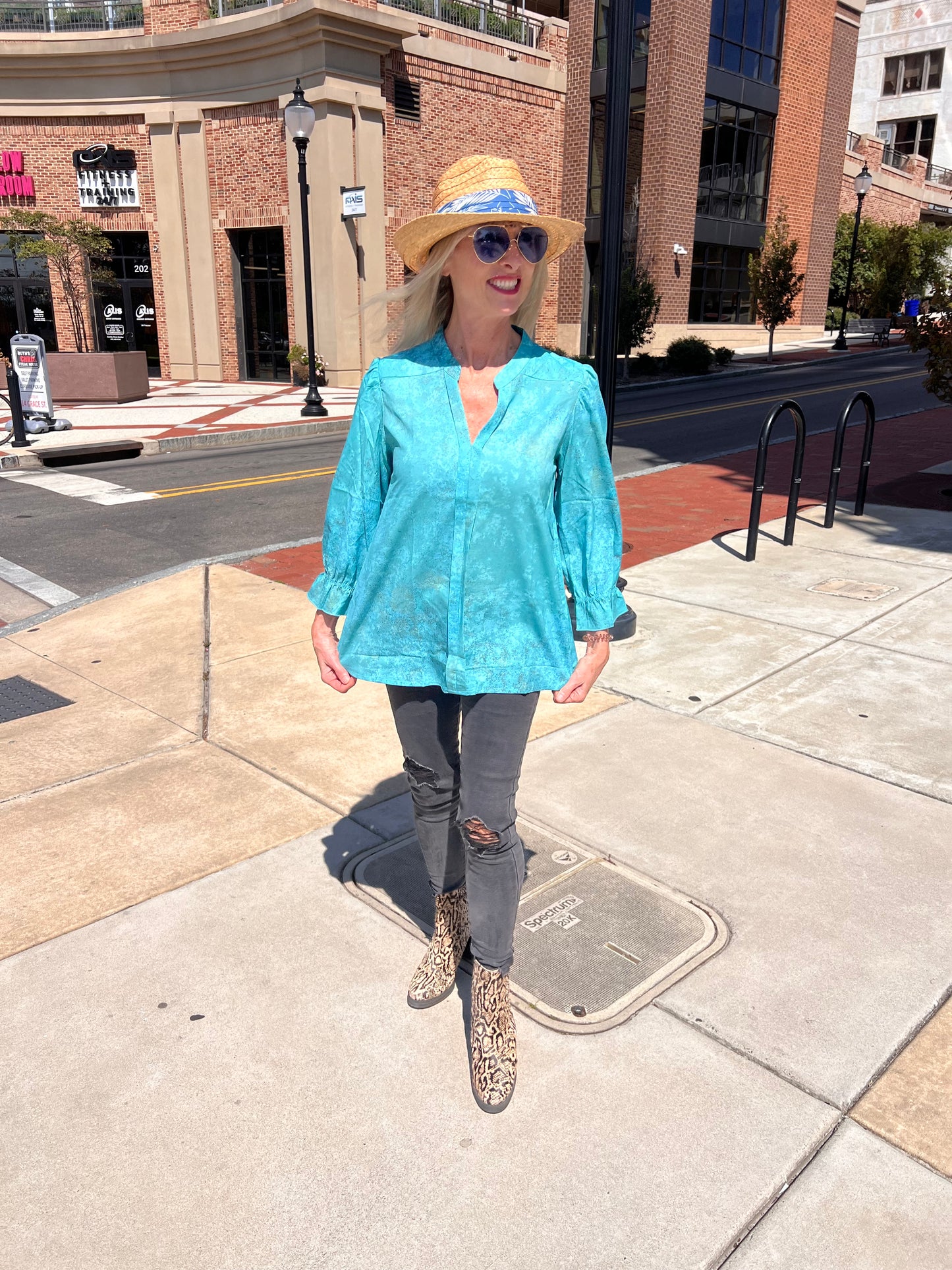 Teal 3/4 Sleeve Top