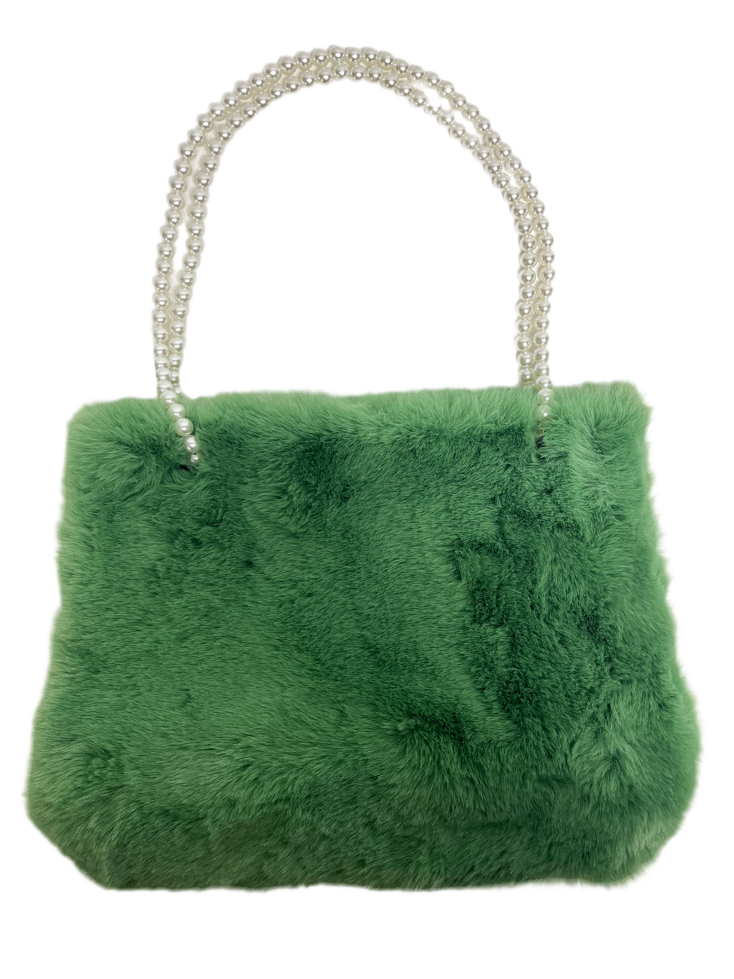 Fuzzy pearl handle purse