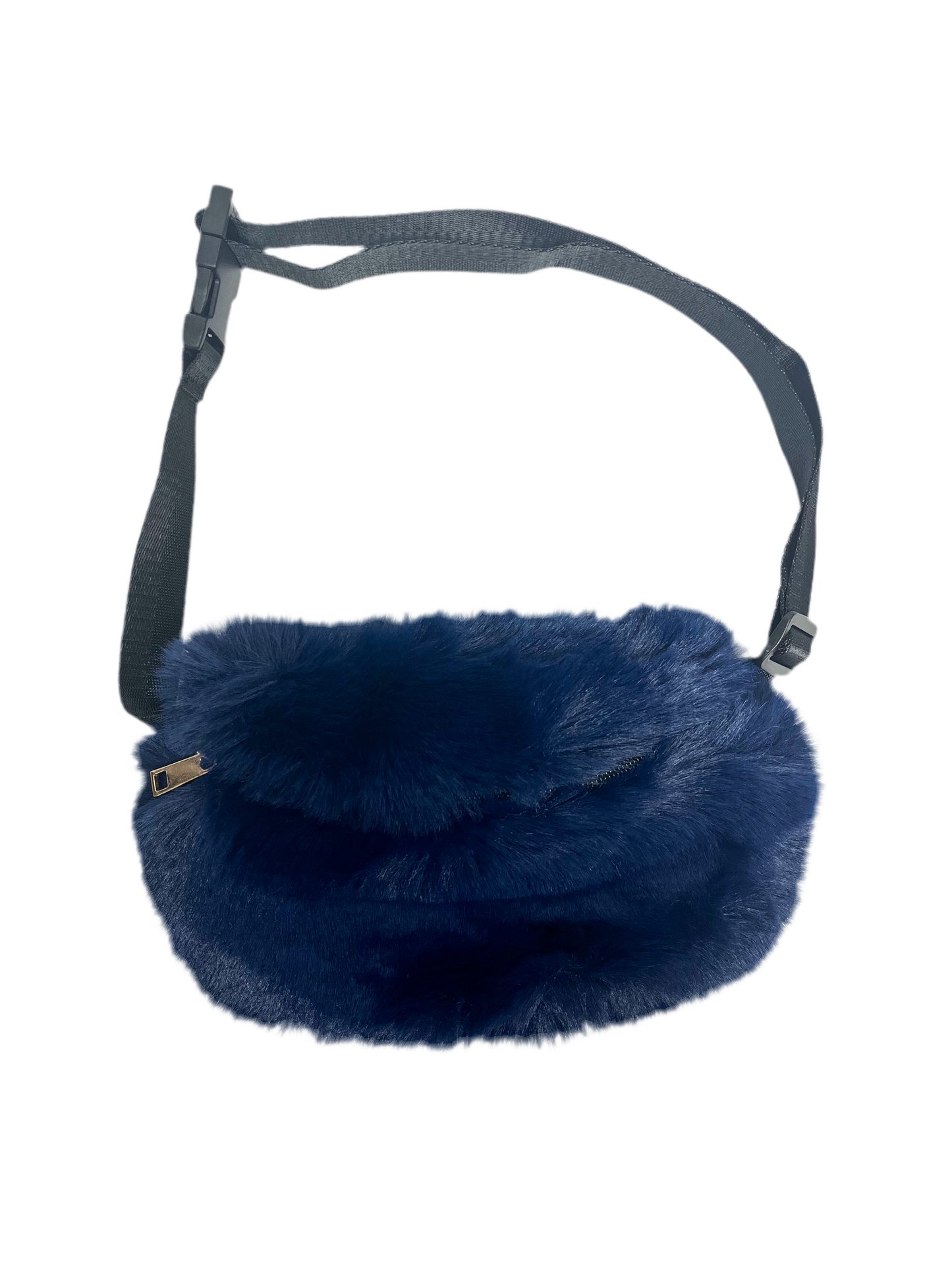 Fuzzy navy fanny pack