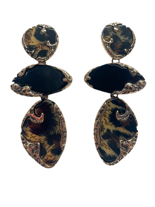 Printed stone drop earrings