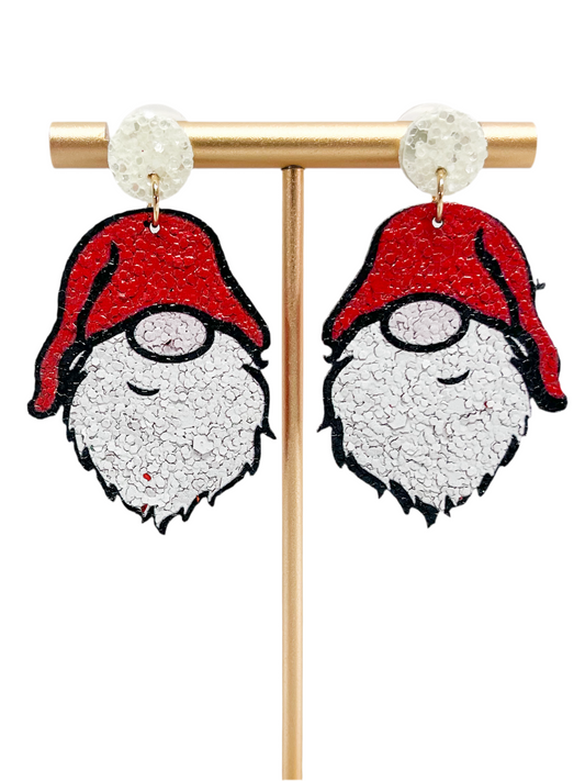 Holiday gnome earrings