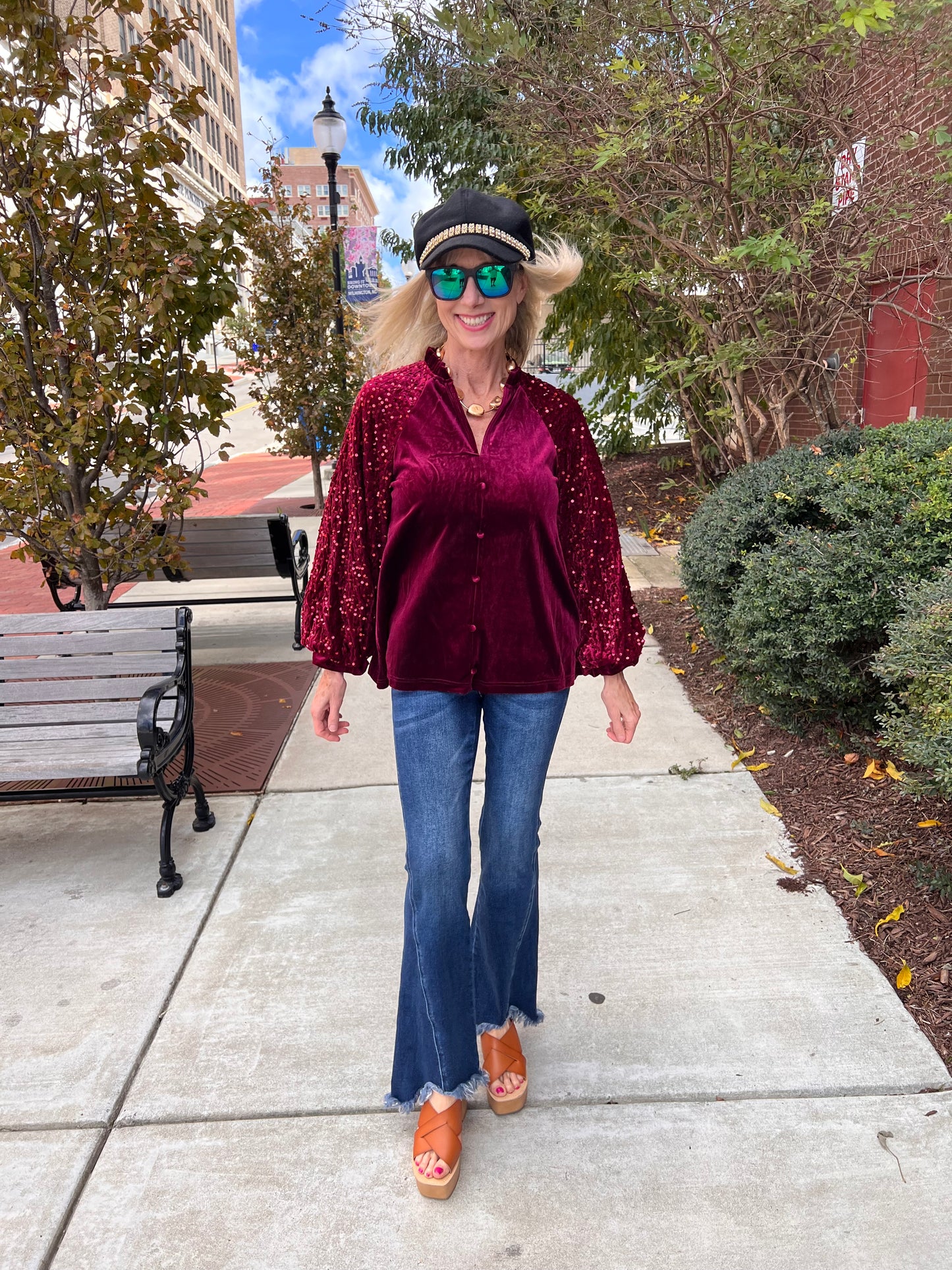 Burgundy Fleece w/Sequin Long Sleeves