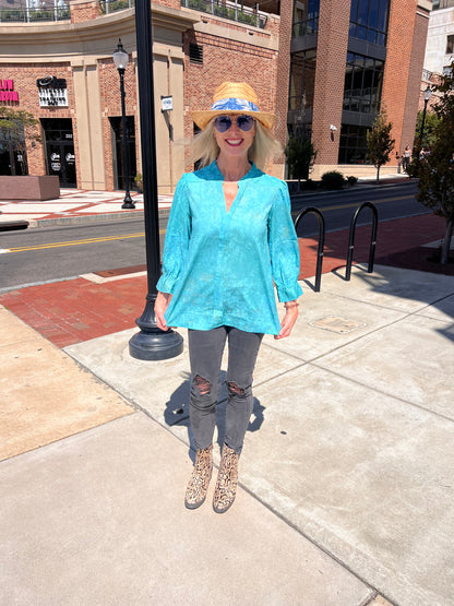 Teal 3/4 Sleeve Top