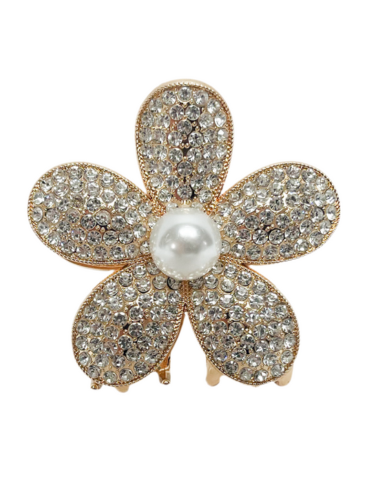 Crystal Pearl Petal Hair Clip