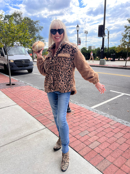 Brown Trimmed Sherpa Jacket